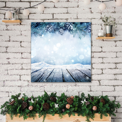 Cuadro en lienzo canvas Invierno de la nieve del árbol de navidad