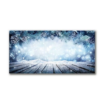 Cuadro en lienzo canvas Invierno de la nieve del árbol de navidad