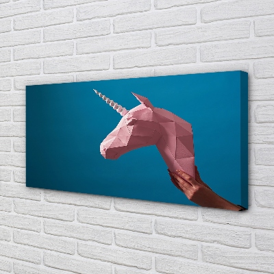 Cuadros sobre lienzo Origami unicornio rosa