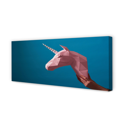 Cuadros sobre lienzo Origami unicornio rosa