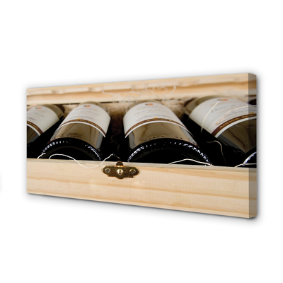 Cuadros sobre lienzo Botellas de vino en una caja
