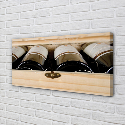 Cuadros sobre lienzo Botellas de vino en una caja