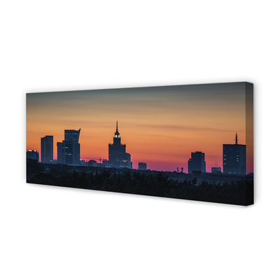 Cuadros sobre lienzo Puesta de sol panorama de varsovia