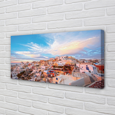 Cuadros sobre lienzo Grecia panorama de la puesta del sol de la ciudad