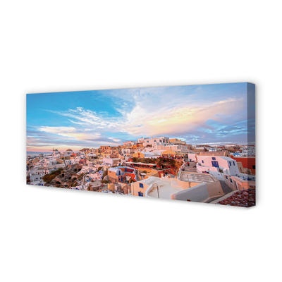 Cuadros sobre lienzo Grecia panorama de la puesta del sol de la ciudad