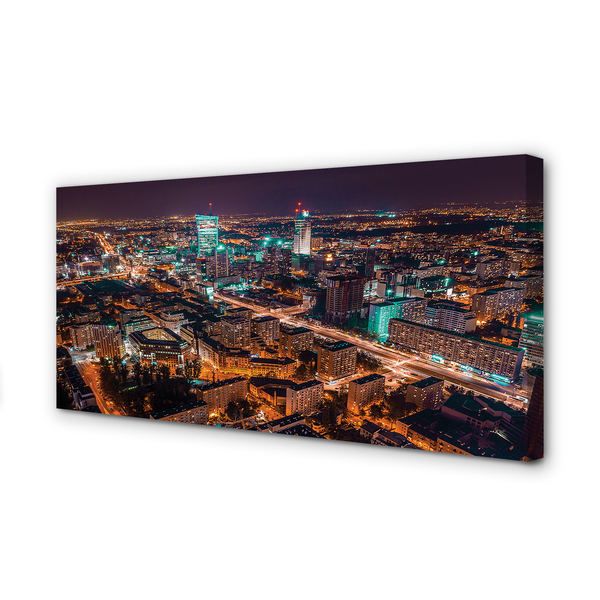 Cuadros sobre lienzo Varsovia ciudad panorama de la noche