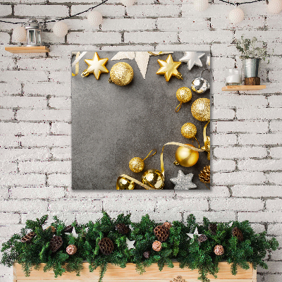 Cuadro en lienzo canvas días de fiesta de Navidad estrellas de oro