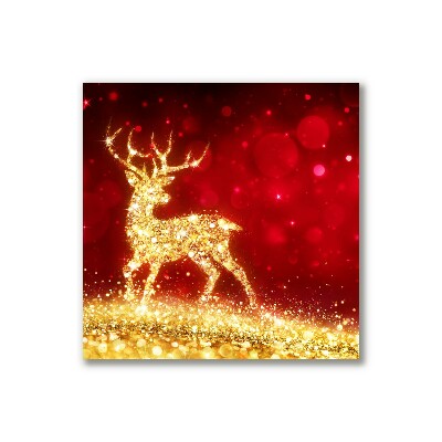 Cuadro en lienzo canvas Decoración de Navidad del reno de oro