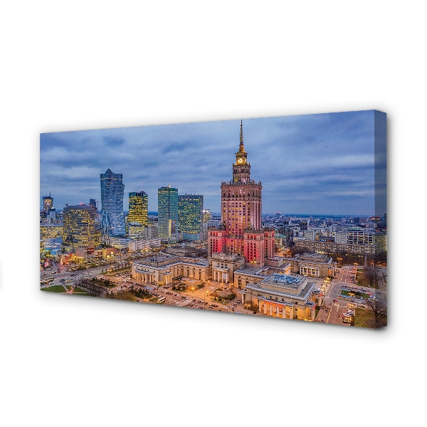 Cuadros sobre lienzo Varsovia panorama de la puesta del sol