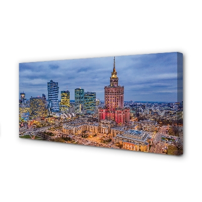 Cuadros sobre lienzo Varsovia panorama de la puesta del sol