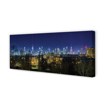 Cuadros sobre lienzo Panorama de la noche de varsovia