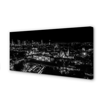 Cuadros sobre lienzo Panorama de la noche de los rascacielos de varsovia