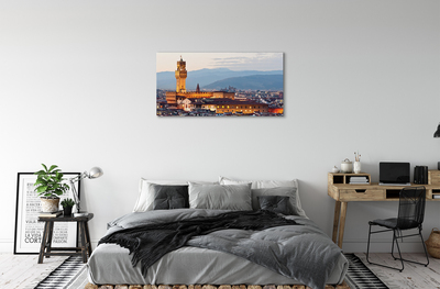 Cuadros sobre lienzo Italia castillo panorama de la puesta del sol