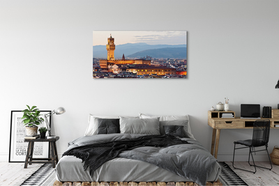 Cuadros sobre lienzo Italia castillo panorama de la puesta del sol