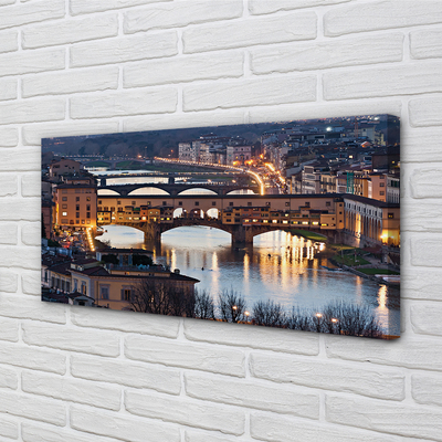 Cuadros sobre lienzo Italia puentes noche río