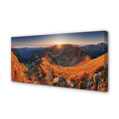 Cuadros sobre lienzo La puesta del sol de la montaña