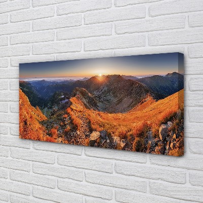 Cuadros sobre lienzo La puesta del sol de la montaña