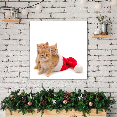 Cuadro en lienzo canvas Gatos de Navidad de Santa Claus