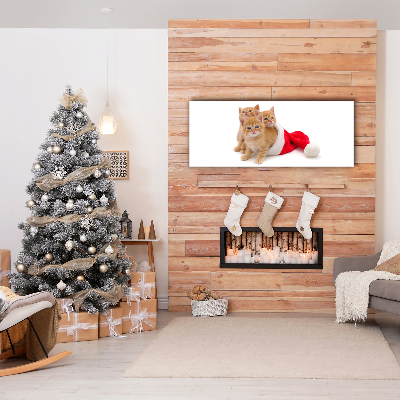 Cuadro en lienzo canvas Gatos de Navidad de Santa Claus