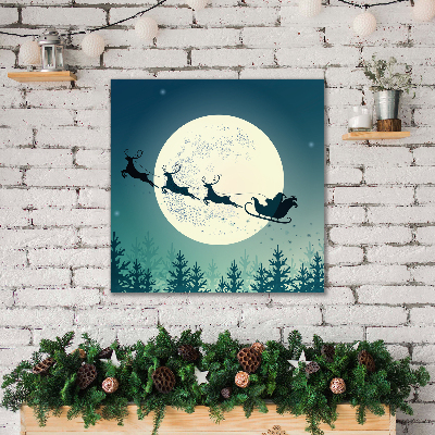 Cuadro en lienzo canvas Trineo de Papá Noel de Navidad