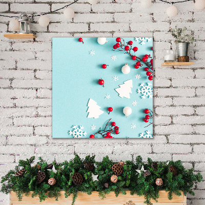Cuadro en lienzo canvas Los copos de nieve Adornos de Navidad