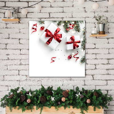Cuadro en lienzo canvas Regalos de Navidad Santa ramitas