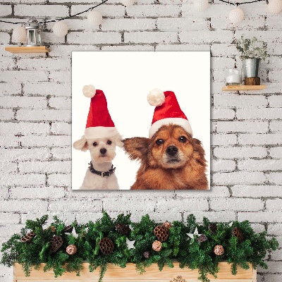 Cuadro en lienzo canvas Perros de Santa Claus