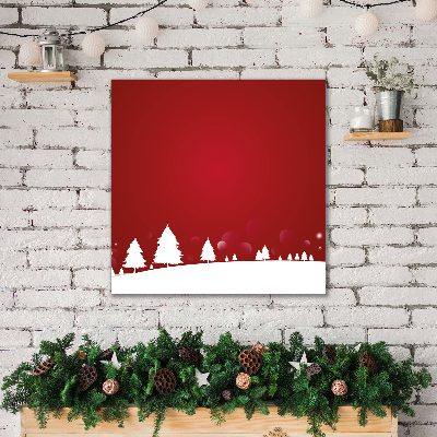 Cuadro en lienzo canvas Los copos de nieve de Navidad árbol de Navidad