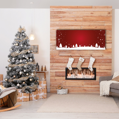 Cuadro en lienzo canvas Los copos de nieve de Navidad árbol de Navidad