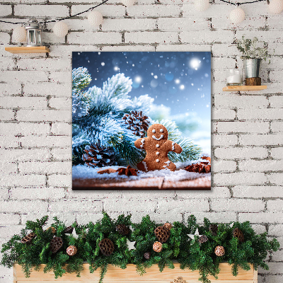 Cuadro en lienzo canvas días de fiesta de Navidad de pan de jengibre de la nieve
