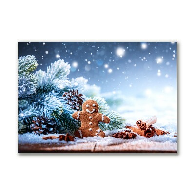Cuadro en lienzo canvas días de fiesta de Navidad de pan de jengibre de la nieve