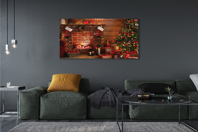 Cuadros sobre lienzo Chimenea de la navidad decoración de los regalos del árbol