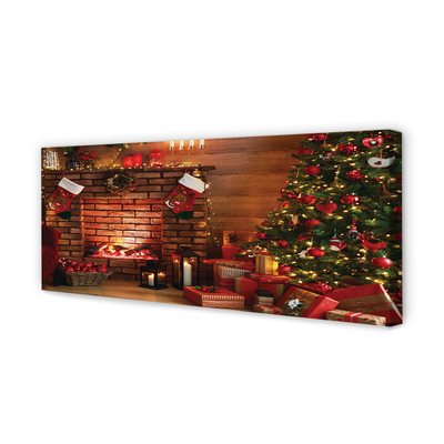 Cuadros sobre lienzo Chimenea de la navidad decoración de los regalos del árbol
