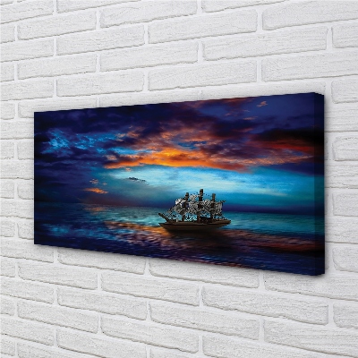 Cuadros sobre lienzo Noche nubes mar nave
