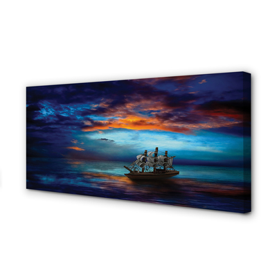 Cuadros sobre lienzo Noche nubes mar nave