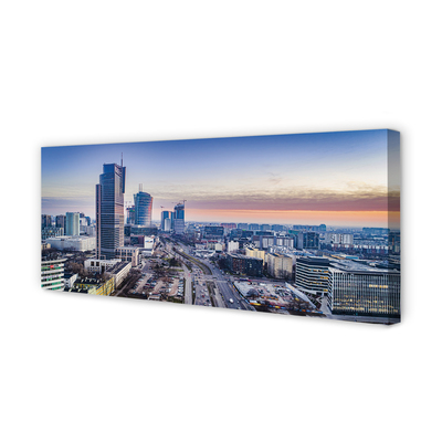 Cuadros sobre lienzo Panorama de la salida del sol varsovia rascacielos