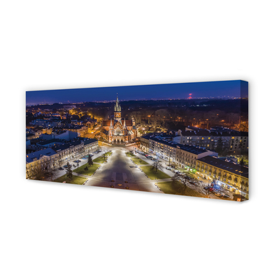 Cuadros sobre lienzo Panorama de la noche de la iglesia de cracovia