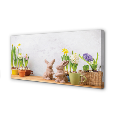 Cuadros sobre lienzo Flores conejos