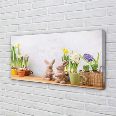 Cuadros sobre lienzo Flores conejos