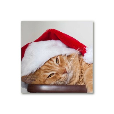 Cuadro en lienzo canvas Gato del sombrero de Santa de Navidad