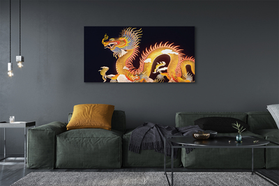 Cuadros sobre lienzo Oro dragón japonés