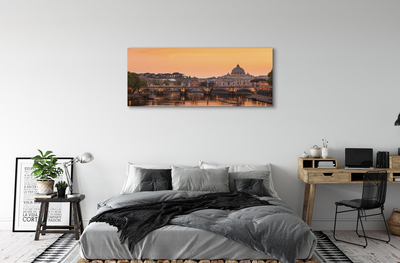 Cuadros sobre lienzo Roma río sunset puentes de edificios