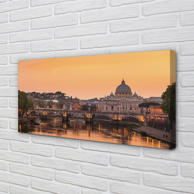 Cuadros sobre lienzo Roma río sunset puentes de edificios