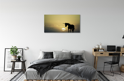 Cuadros sobre lienzo El campo unicornio puesta de sol