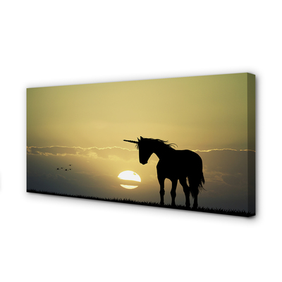Cuadros sobre lienzo El campo unicornio puesta de sol