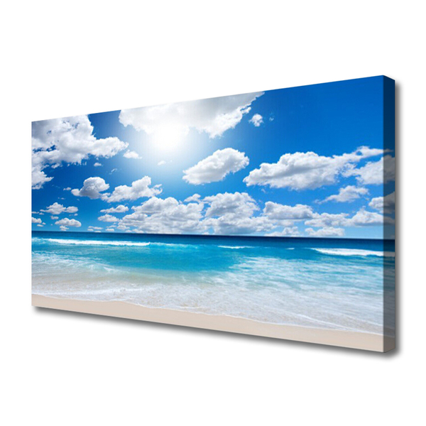 Cuadro en lienzo Mar playa nubes paisaje
