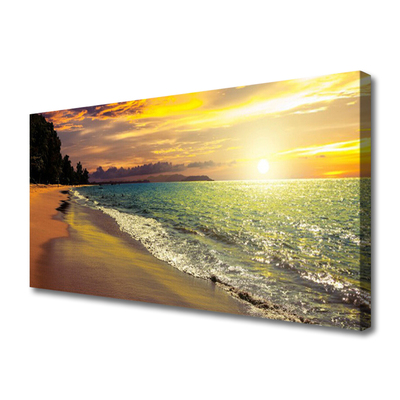 Cuadro en lienzo Sol playa mar paisaje