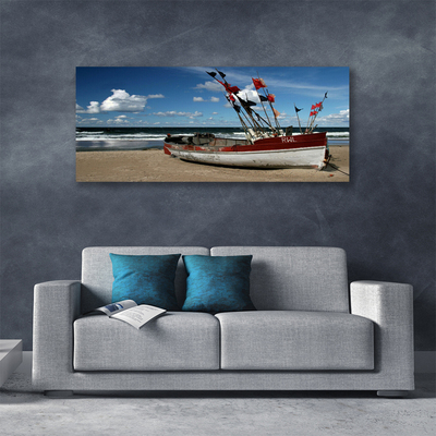 Cuadro en lienzo Mar playa barco paisaje