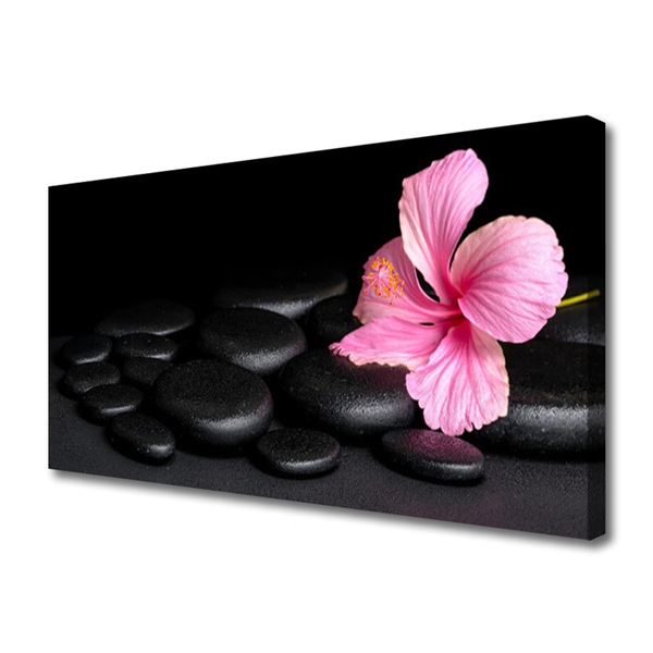 Cuadro en lienzo Negro piedras flor