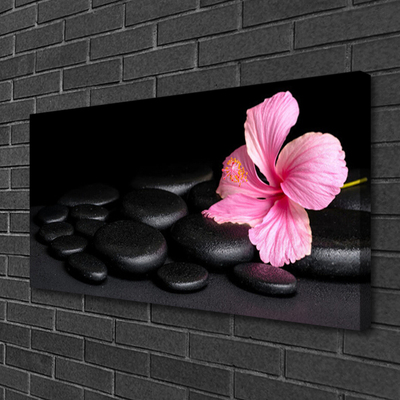 Cuadro en lienzo Negro piedras flor